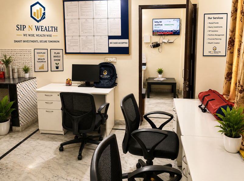 SIP N WEALTH office entrance and signboard - investment consultancy in Vikaspuri, New Delhi